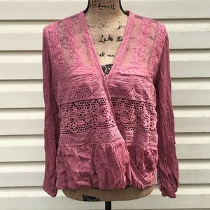 Lovestitch Lace Mauve-Pink Blouse Small